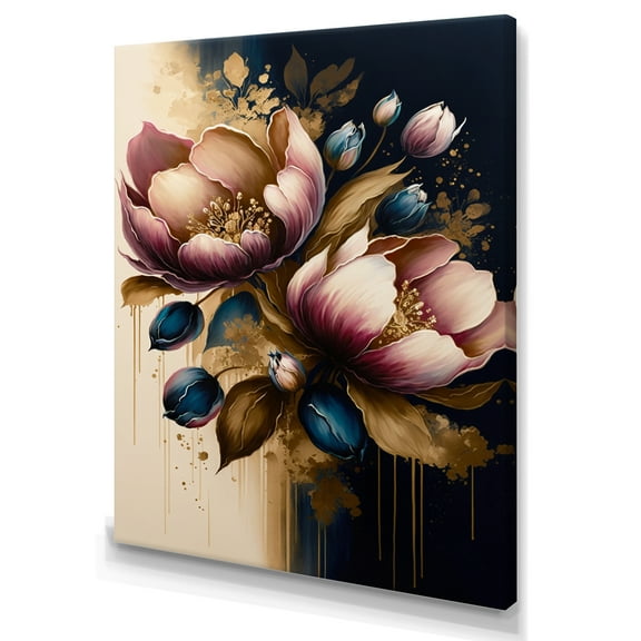 Designart Pink And Dark Purple Tulips II Canvas Wall Art