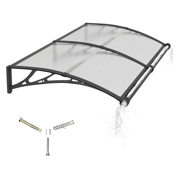 Awning for Door Entrance 40x60 Inch,Awnings for Doors with Separate Drainage,Front Door Awning Exterior,Polycarbonate UV, Rain, and Snow Protection for Porch,Patio,Window,Deck