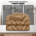 thumbnail image 4 of Lux Decor Twin 4 Piece Bed Sheet Set - Paisley Printed Microfiber Sheets, Ultra Soft, Deep Pocket, Wrinkle-Free, Breathable, OEKO-TEX Certified - Twin, Brown, 4 of 8
