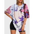 thumbnail image 3 of T-shirt round neck Role Pattern loose short sleeve D910, 3 of 5