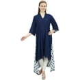 thumbnail image 2 of Bimba Rayon Navy Blue High Low Designer Kurta Casual Wear Kurti With Scarf - 16, 2 of 3