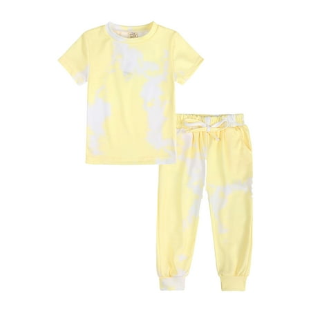 

KI-8jcuD 2T Summer Clothes For Girls Kids Toddler Boy Girls Clothes Sports Casual Tie Dye Prints Short Sleeves T Shirt Elastic Waist Pants Set Outfit Its A Small World Blanket Baby Clothes For A Tir