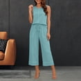 thumbnail image 5 of Akmaiox Two Piece Sets for Women Sleeveless Tank Tops Elastic Waist Drawstring Wide Leg Pants with Pockets Trendy Stripes Casual Loose Summer Vacation Lounge Sets S-3XL, 5 of 10
