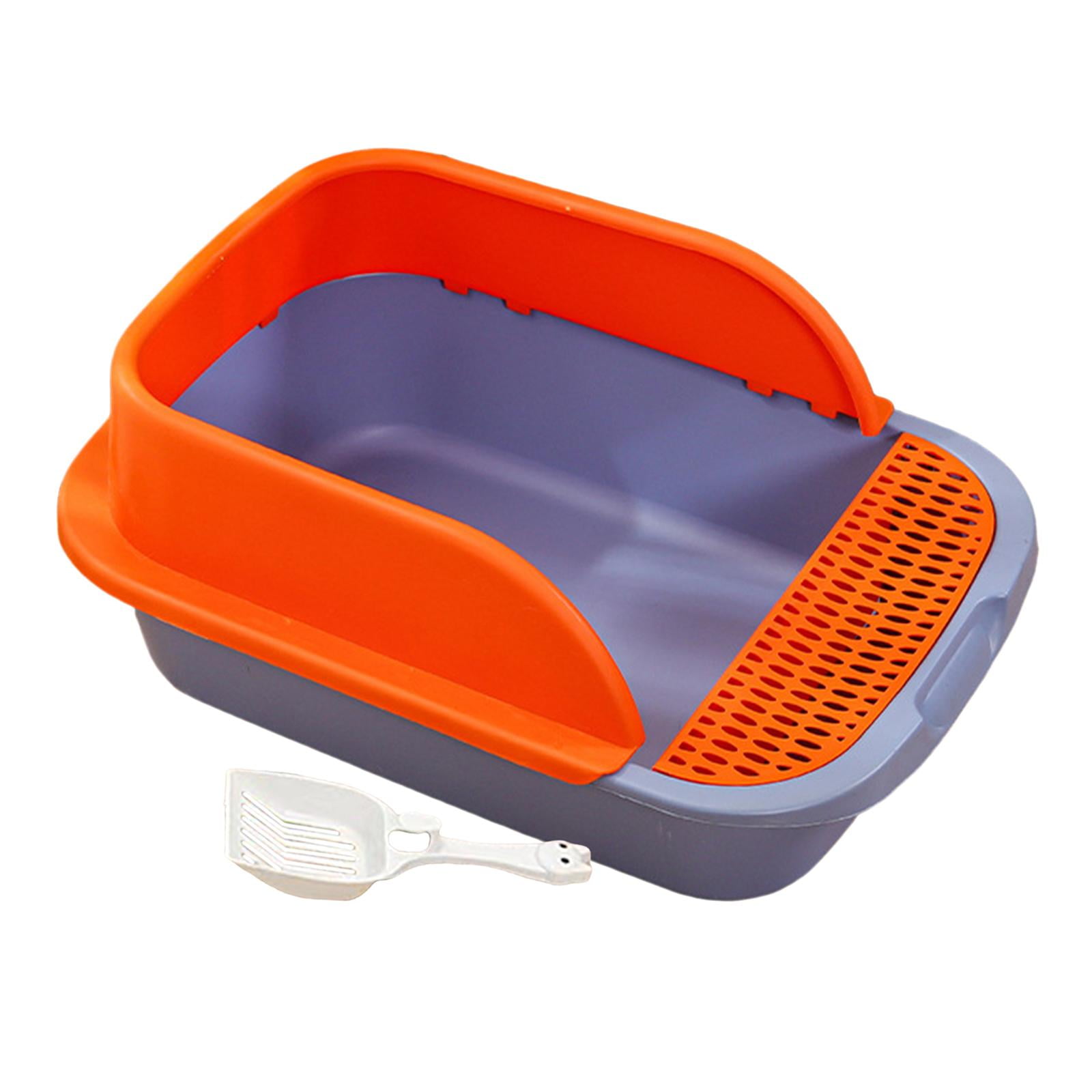 Cat with Frame, with Scatter , Easy Clean, High Sides Cat with er, Kitty , , Cat Toilet Blue Orange Medium
