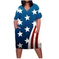 thumbnail image 1 of Birdeem Robe Décontractée à Manches Courtes Imprimée Col en V Ample Grande Taille pour Femmes, 1 of 5