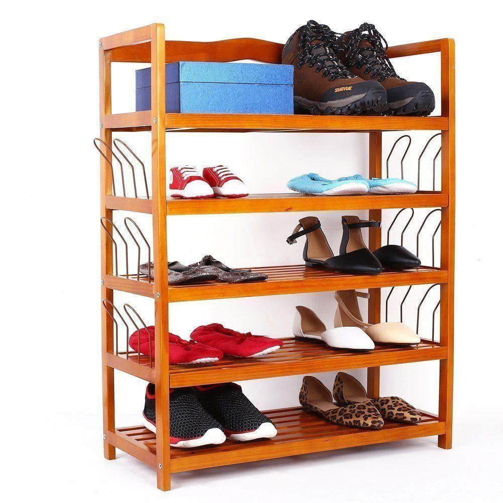 5 Tiers Non-woven Fabric Shoe Rack Storage Organizer Cabinet Shelf Holder Black 