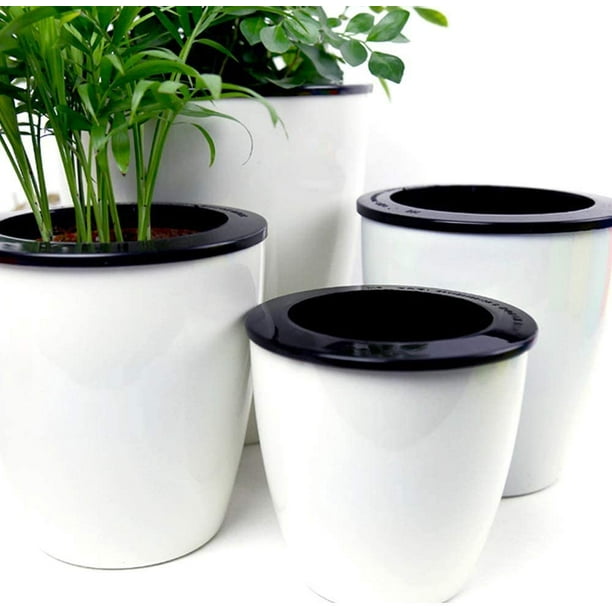 Pot de Fleurs, Plastique, Lot de 3, 15,3 cm, Pot à Herbes avec  Auto-Arrosage et