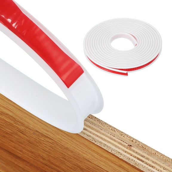 Uxcell TPE U-Shape Edge Banding Self Adhesive Flexible Veneer Edging Trim Furniture Edge Protector for Shelf Cabinet Table White 7/16 Inch x 13ft