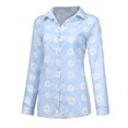 thumbnail image 4 of ICHUANYI Clearance Womens Fashion Casual Knot Floral Short Sleeves V-Neck Shirt Blouse Tops(Blue, S) Ichuanyi Ichuanyi, 4 of 8