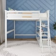 thumbnail image 2 of Max & Lily Solid Wood Full Size High Loft Bed with Bookcase for Kids, White, 2 of 11