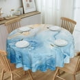 thumbnail image 4 of Tablecloth Blue Marble Pastel Round 60 x 60 Inch Table Cover Polyester Stain and Wrinkle Resistant Table Cloth for Kitchen Dining Coffee Party, 4 of 6