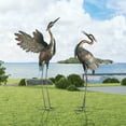thumbnail image 3 of Crane Statues for Outdoor, Metal Heron Garden Statues Bird Yard Art, Standing Sculptures for Yard Lawn Pond Garden Decor, 38-42 inch Set of 2, 3 of 11