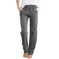 thumbnail image 1 of JUNWELL Womens Casual Pants Straight Leg Drawstring Elastic High Waist Loose Comfy Trousers with Pockets, 1 of 5