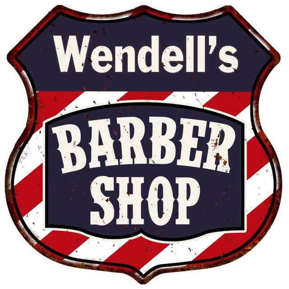 Wendell's Barber Shop Sign Shield Metal Gift Hair Gift 211110020313