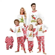 Tplvbz Family Christmas Pjs - Grinch Family Christmas Pajamas Matching Sets Funny Holiday Jammies Sleepwear, Grinch Christmas Pajamas for Family Mommy and Me Xmas Outfits, Women S