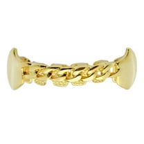14k Gold Plated Grillz Cuban Link Plain Bottom Lower Vampire Fangs Hip Hop Teeth Grills