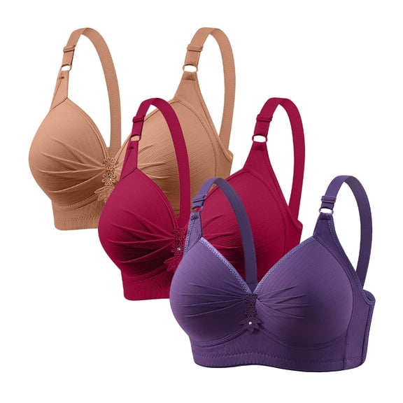 Bosfbaoi Women's Wireless Plus Size Bra, 3 Pack Comfort Bra, Soft Breathable Full Coverage Bra, Everyday Casual Support Bralette, Adjustable Strap Shaping Bra, Size S-XXXXXL