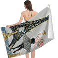 thumbnail image 2 of PHYHOO Kids Bath/Pool/Beach Towel, Paris Eiffel Tower Oversized Quick Dry Microfiber Beach Towel Dancer Lightweight Sand Free Towel Super Soft &amp; Absorbent for Travel Swimming Sports 30x60in, 2 of 8