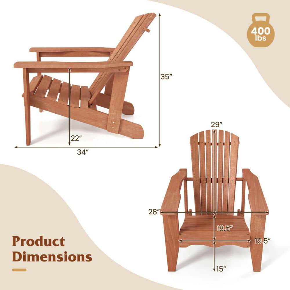 Spaco Solid Wood Adirondack Chair, Patio Chair with High Backrest and Wide Armrests for Patio, Garden, Backyard, Natural