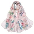 thumbnail image 2 of Foulards Simulation Longue Écharpe Doux Wrap Châle Impression Femmes Soie Roses Mode Écharpe, 2 of 2