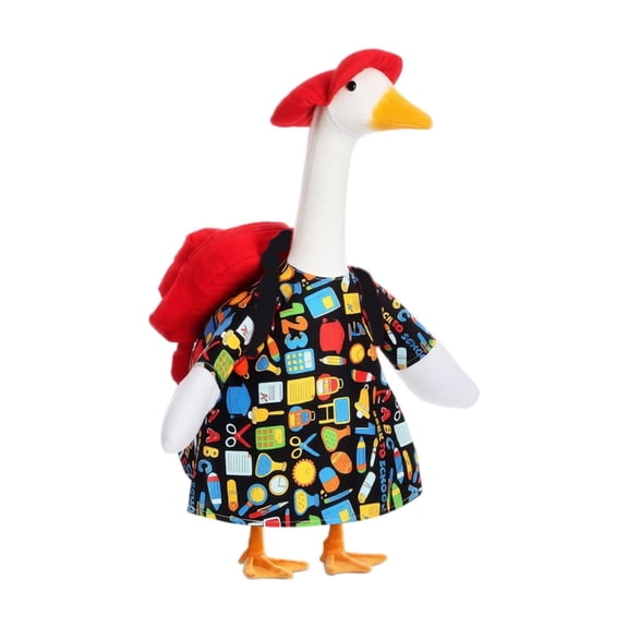 Back to School Porch Goose Outfits, Complete School Style Dress Up Set for 23 Inch Yard Goose Statue, Adjustable Strap Goose Costume for Lawn Porch Seasonal Ornament Decor