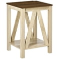 thumbnail image 1 of HOMCOM Table d'appoint de canapé avec étagère de rangement, chêne, 1 of 10