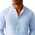 thumbnail image 4 of Men'S Cotton Linen Henley T-Shirt Button Down Long Sleeve Casual Shirts Lightweight Breathable Beach Sweatshirt, 4 of 5