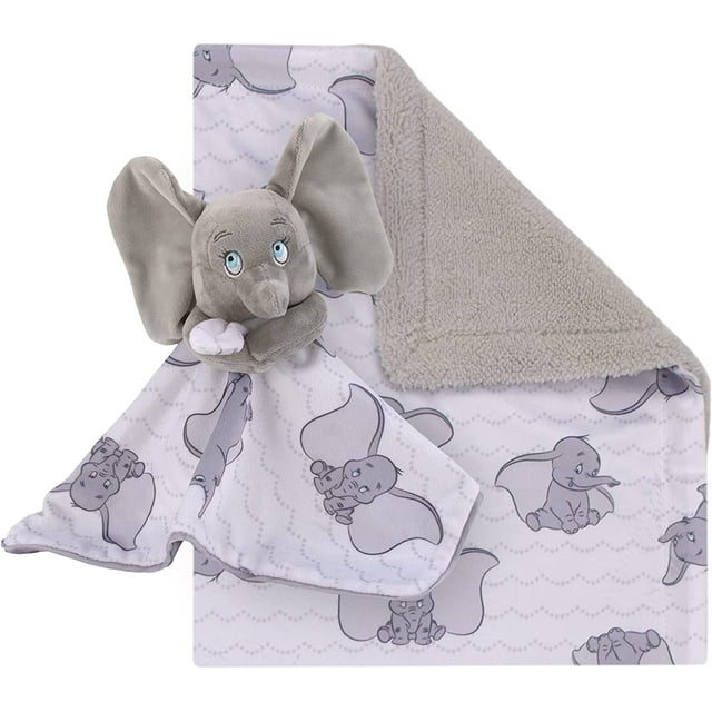 Disney Dumbo Gray Super Soft Sherpa Baby Blanket and Security Blanket