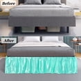 thumbnail image 6 of PiccoCasa Satin Silk Wrap Around Bed Skirt Dust Ruffle 18" Drop, King Cyan, 6 of 8
