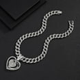 thumbnail image 2 of Men Women Hip Hop Three Layer Heart-shaped Pendant Necklace With 15mm Crystal Cuban Chain HipHop Iced Out Bling Necklaces Fashion Charm Jewelry, 2 of 5