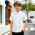 thumbnail image 4 of Toddler & Kids Boys Short Sleeve Button Up Shirts, Breathable Striped Summer Tops for Casual Daily Wear, 12M-16Y, 4 of 6