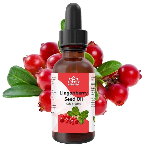 Pure Lingonberry Seed Oil, Cold Pressed, 100% Natural Botanical Oil, 0.5 fl oz