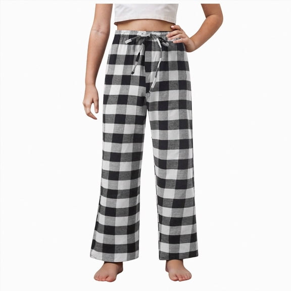 UAYOTSE Mid Big Kids Unisex Check PJ Pants Soft Skin Friendly Lounge Trousers Casual Bedroom Sleepwear,Sizes 18 Years