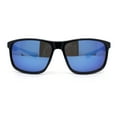 thumbnail image 2 of Mens Color Mirror 90s Classic Rectangle Sport Plastic Aerodynamic Sunglasses Black - Blue Mirror, 2 of 4