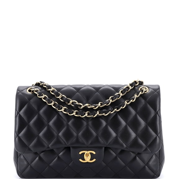 Pre-Owned Classic Double Flap Bag Quilted Lambskin Jumbo By Rebag