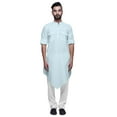 thumbnail image 3 of Atasi Mandarin Collar Casual Wear Cotton Asymmetric Long Kurta For Boys, 3 of 5