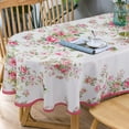 thumbnail image 2 of Pink Oval Tablecloth, Floral Oval Tablecloth, Pink Flowers Print Table Cloth, Spring Summer Waterproof Wrinkle Free Tablecloth for Oval Tables 60 X 120 Inch, 2 of 6