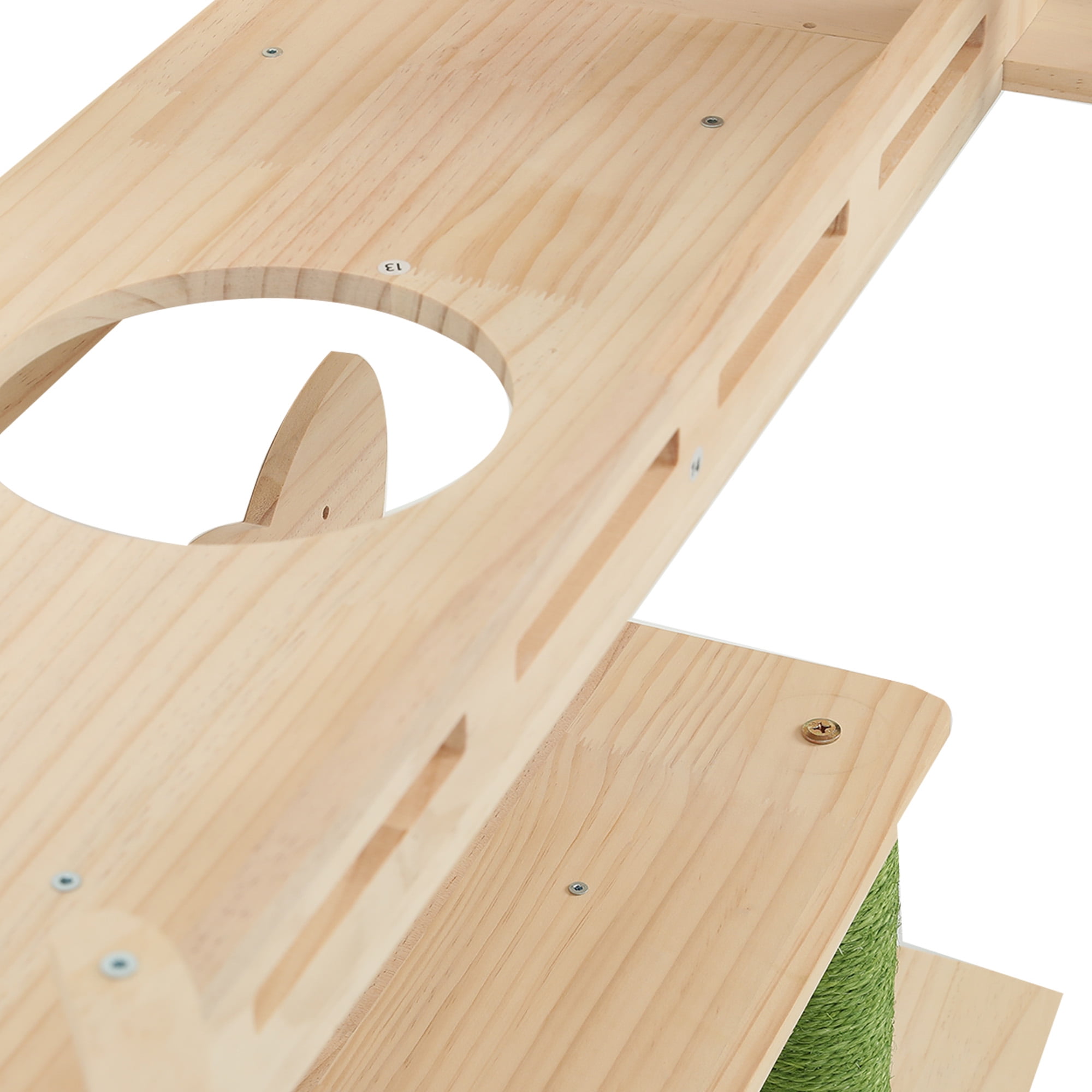 Craftian 21-Piece Cat Wall Shelves Set, Pine Wood Cat Wall Furniture with 3 Houses, 1 Cat Bed, 6 Sisal Posts and 2 Tunnels, Fun Cat Shelves and Perches for Wall, Cat Climbing Shelf and Steps