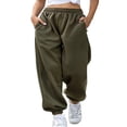thumbnail image 1 of Womens Cotton High Waist Casual Jogger Sweatpants with Pockets, 1 of 7