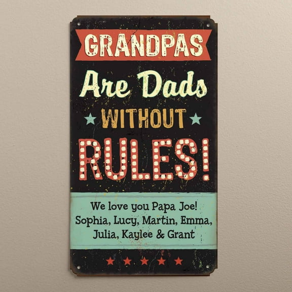 Personalized Tin Sign - Grandpas Are Dads Without Rules