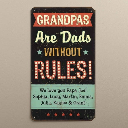 Roses Tin Sign - Personalized Tin Sign - Grandpas Are Dads Without Rules