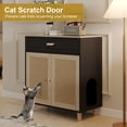 thumbnail image 2 of Faceket Wooden Ventilated Cat Litter Box Furniture with Scratching Board Doors and Drawer, Black, 2 of 7