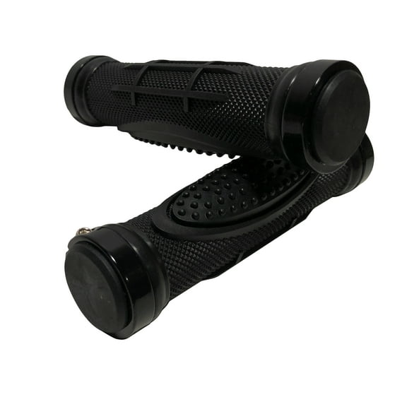Lock on Black Bike Grips MTB BMX Mountain Bike Waffle Handlebar Grips w End Caps