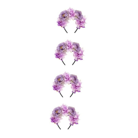 

ZAGHNRENJ 4pcs Flower Headband Flower Hair Accessories for Women Decorative Headband Hair Decoration Cosplay Headbands for Women Party Headpiece Tea Party Headband for Women Flower ACB-1086