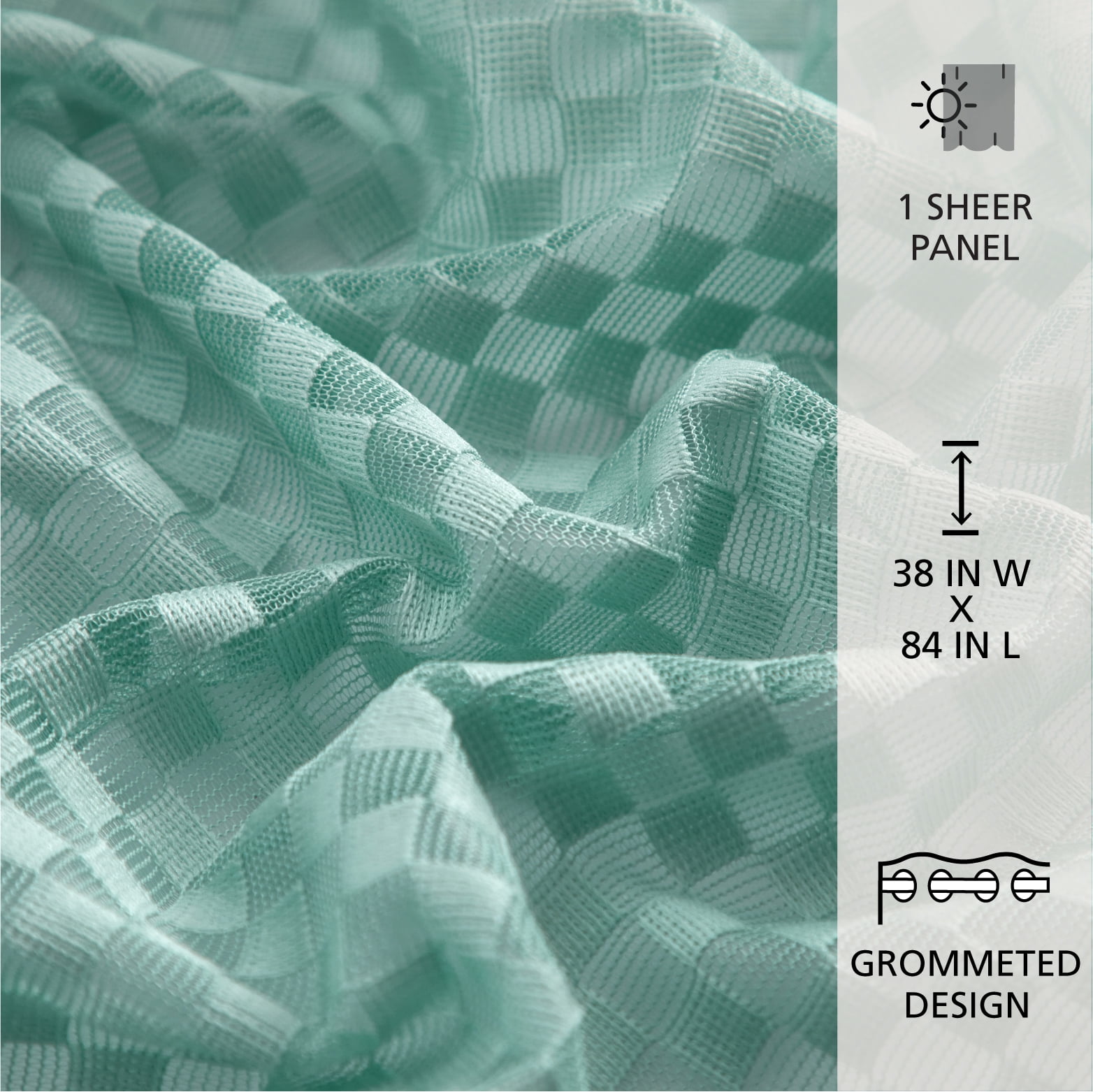 Urban Shop 38" x 84" Sheer Light-Filtering Single Curtain Panel, Aqua Colorblock
