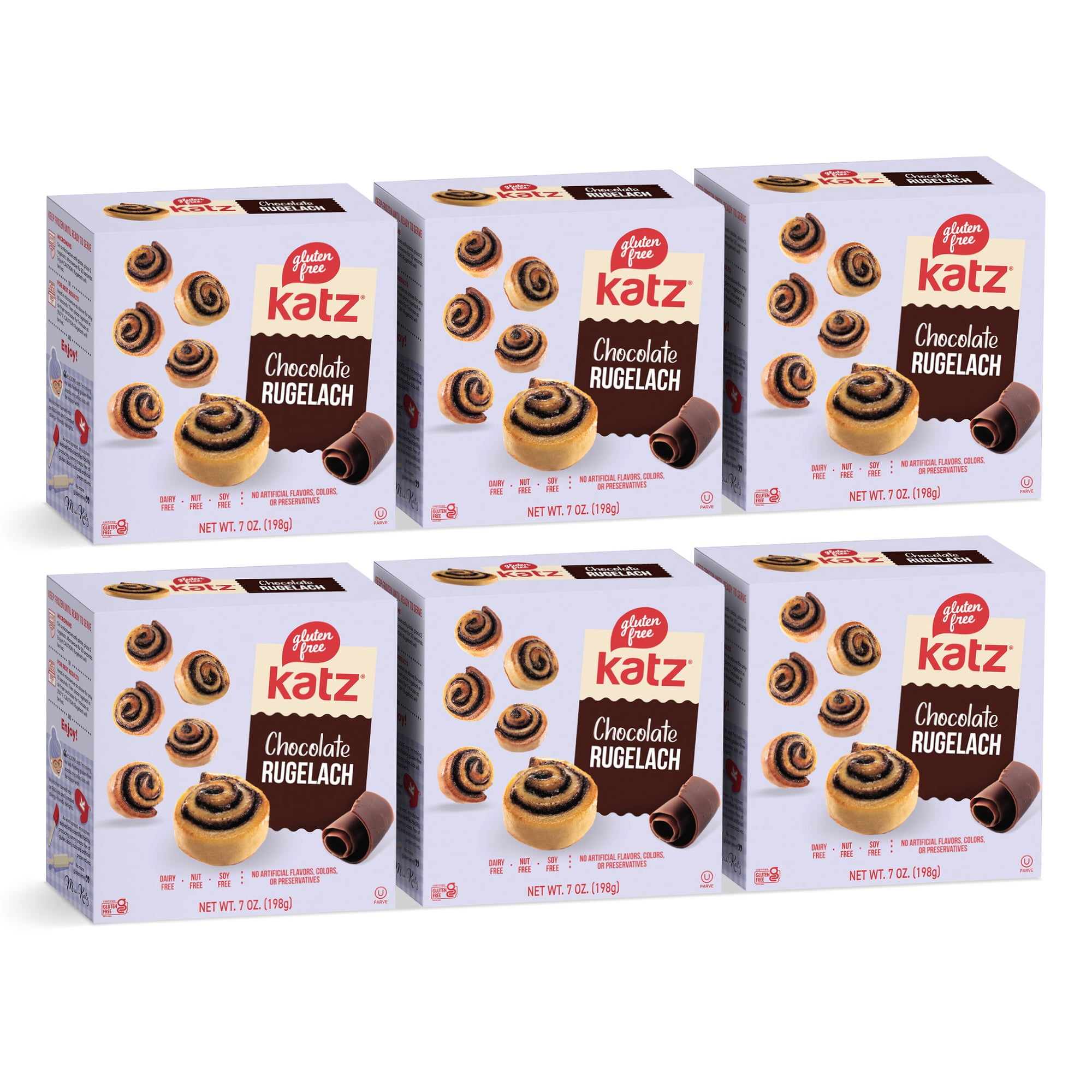 Katz Gluten Free Chocolate Rugelach |Gluten Free Dairy Free Nut Free Soy Free Kosher | (6 Pack 7.0 Ounce Each)