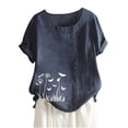 thumbnail image 3 of ALLLIST Short Sleeve Spring Tops for Women 2024 Scoop Neck Blue Floral Casual T-Shirts Button Tshirt Dress Women, 3 of 3