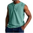 thumbnail image 2 of LODIENY Workout Tank Tops for Men Big and Tall Regular Fit Casual Summer Sleeveless Button V Neck Henley Shirts Vintage Muscle Gym T-Shirt Tops Mint Green L, 2 of 6