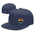 thumbnail image 4 of DouZhe Flat Brim Cap Snapback Hat, Rétro Arc-en-Ciel Voiture Imprime Réglable Bleu Adulte Casquette de Baseball, 4 of 6