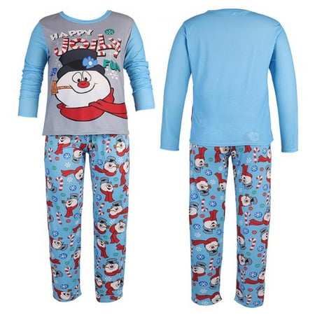 

Family Matching Outfit Parent Child Two Piece Long-Sleeved Trousers Boys Girls Cotton Christmas Snowman Print T-Shirt Pants Pajamas